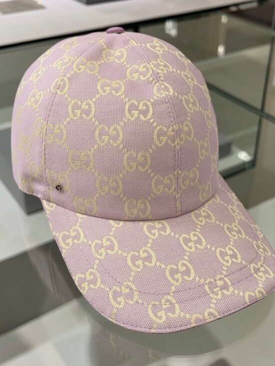 Pink Gucci Baseball Cap | Supreme GG Monogram Web Hat Incl Dust Bag | Size M main image 7